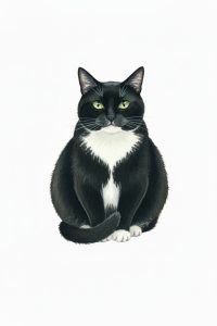 Felix, sitting, staring, watercolor